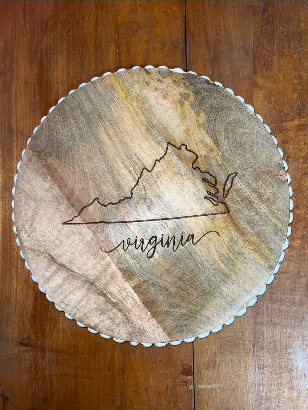Mary Square Virginia State Wood Serving Board - Natural Wood Tones